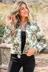 Southern Belle Floral Print Zip Up Collared Jacket