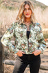 Southern Belle Floral Print Zip Up Collared Jacket