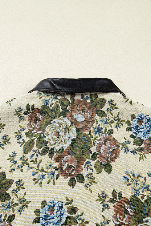 Southern Belle Floral Print Zip Up Collared Jacket