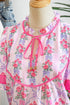 Southern Belle Floral Printed Bow Ruffled Short Sleeve Blouse
