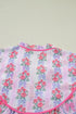 Southern Belle Floral Printed Bow Ruffled Short Sleeve Blouse
