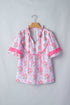 Southern Belle Floral Printed Bow Ruffled Short Sleeve Blouse