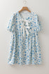 Southern Belle Floral Puff Sleeve Bow Mini Dress