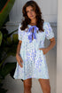 Southern Belle Floral Puff Sleeve Bow Mini Dress