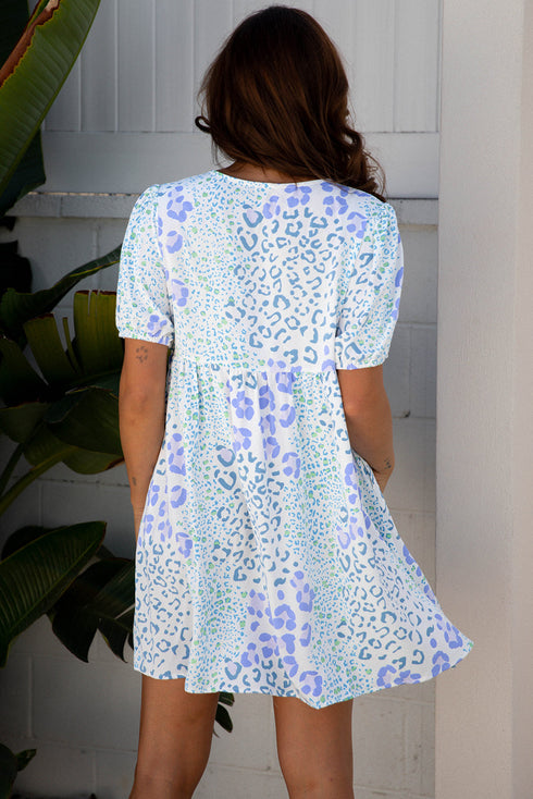 Southern Belle Floral Puff Sleeve Bow Mini Dress