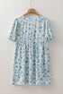 Southern Belle Floral Puff Sleeve Bow Mini Dress