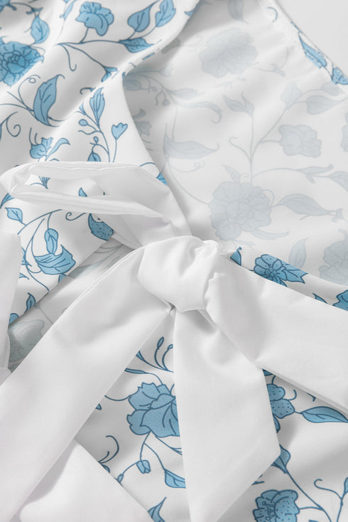 Southern Belle Floral Puff Sleeve Bow Mini Dress