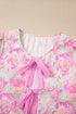 Southern Belle Floral Ribbon Knot Puff Sleeve Blouse