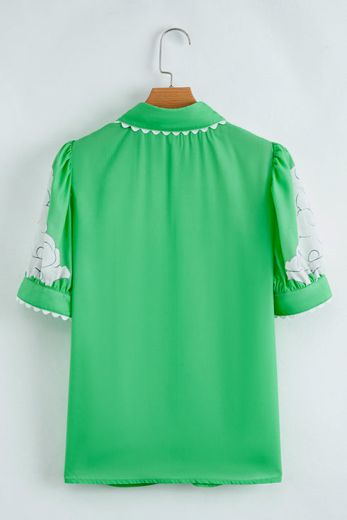 Southern Belle Floral Ric Rac Puff Sleeve Shirt