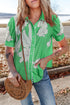 Southern Belle Floral Ric Rac Puff Sleeve Shirt