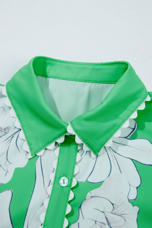 Southern Belle Floral Ric Rac Puff Sleeve Shirt