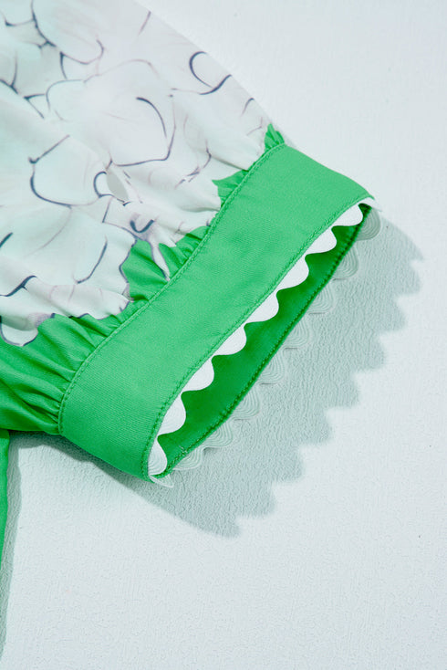 Southern Belle Floral Ric Rac Puff Sleeve Shirt