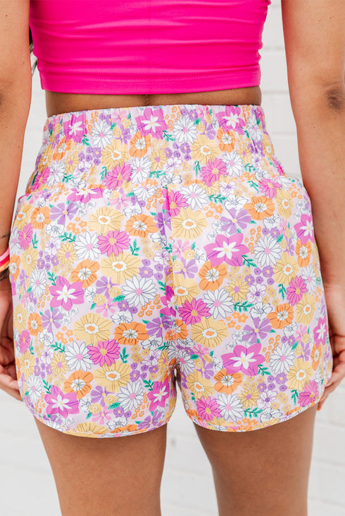 Southern Belle Floral Shirred High Waist Casual Shorts