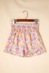 Southern Belle Floral Shirred High Waist Casual Shorts