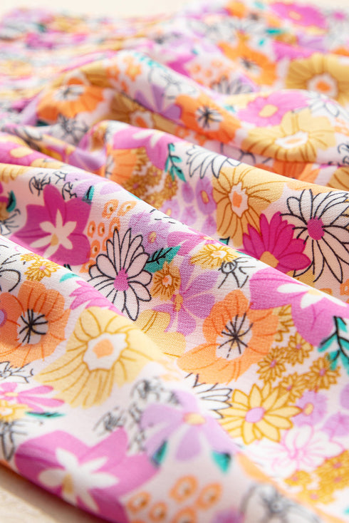 Southern Belle Floral Shirred High Waist Casual Shorts