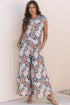 Southern Belle Floral Sleeveless Buttoned Wide Leg Jumpsuit