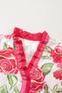 Southern Belle Floral Striped Frilled Short Sleeve Blouse