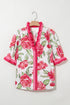 Southern Belle Floral Striped Frilled Short Sleeve Blouse