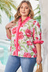Southern Belle Floral Striped Frilled Short Sleeve Blouse