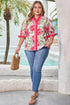 Southern Belle Floral Striped Frilled Short Sleeve Blouse