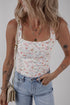 Southern Belle Floral Textured Square Neck Sleeveless Bodysuit