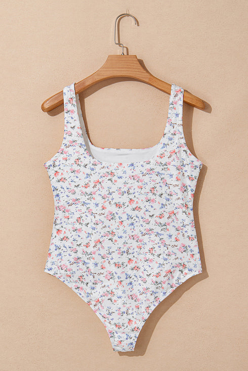 Southern Belle Floral Textured Square Neck Sleeveless Bodysuit