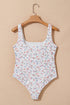 Southern Belle Floral Textured Square Neck Sleeveless Bodysuit