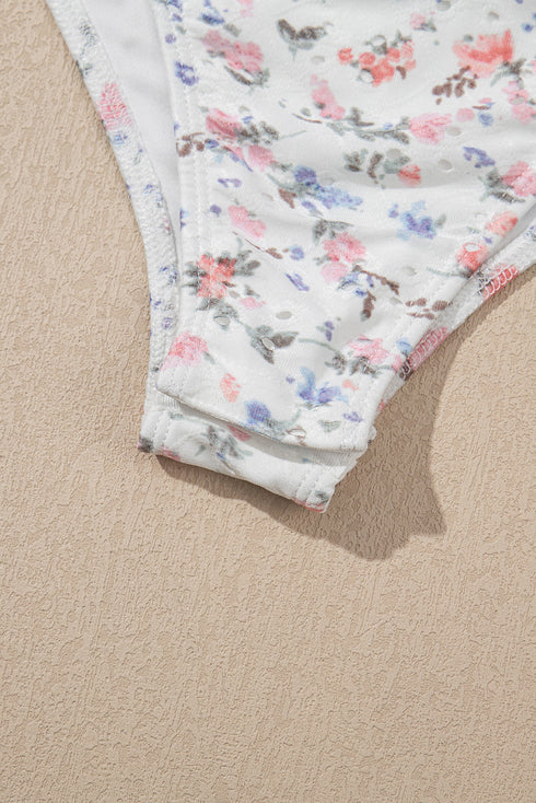 Southern Belle Floral Textured Square Neck Sleeveless Bodysuit