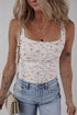 Southern Belle Floral Textured Square Neck Sleeveless Bodysuit