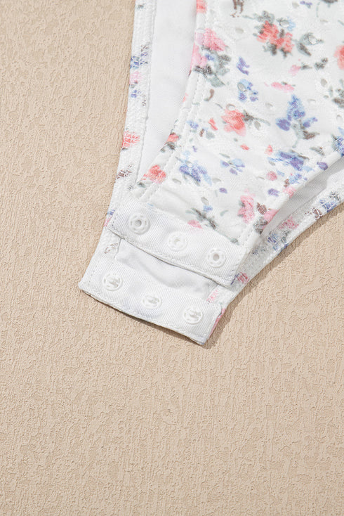 Southern Belle Floral Textured Square Neck Sleeveless Bodysuit