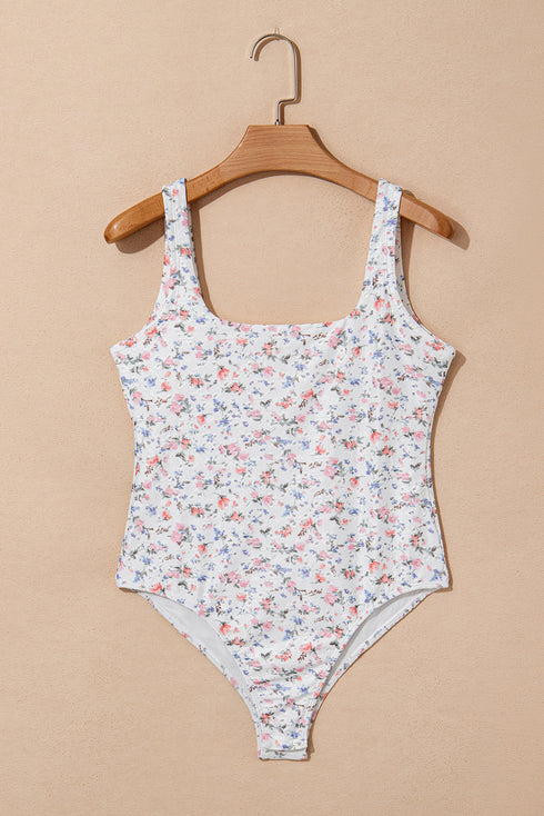 Southern Belle Floral Textured Square Neck Sleeveless Bodysuit