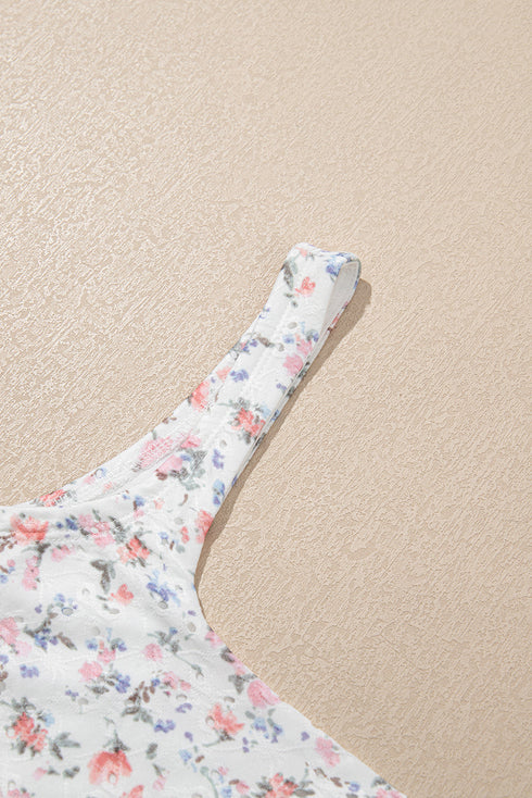 Southern Belle Floral Textured Square Neck Sleeveless Bodysuit