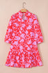 Southern Belle Floral Three Quarter Sleeve Ruffle Mini Dress