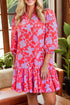 Southern Belle Floral Three Quarter Sleeve Ruffle Mini Dress