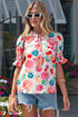 Southern Belle Floral Tie V Neck Puff Sleeve Blouse