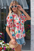 Southern Belle Floral Tie V Neck Puff Sleeve Blouse