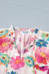 Southern Belle Floral Tie V Neck Puff Sleeve Blouse