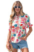 Southern Belle Floral Tie V Neck Puff Sleeve Blouse