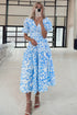 Southern Belle Floral V Neck Puff Sleeve Maxi Dress