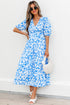 Southern Belle Floral V Neck Puff Sleeve Maxi Dress
