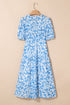 Southern Belle Floral V Neck Puff Sleeve Maxi Dress