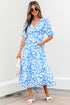Southern Belle Floral V Neck Puff Sleeve Maxi Dress
