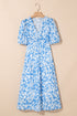 Southern Belle Floral V Neck Puff Sleeve Maxi Dress