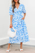 Southern Belle Floral V Neck Puff Sleeve Maxi Dress