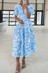 Southern Belle Floral V Neck Puff Sleeve Maxi Dress