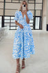 Southern Belle Floral V Neck Puff Sleeve Maxi Dress