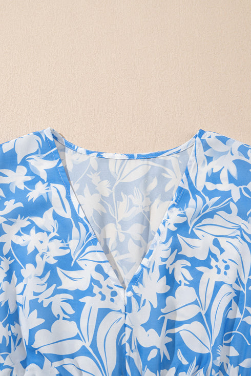 Southern Belle Floral V Neck Puff Sleeve Maxi Dress