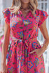 Southern Belle Flutter Sleeve Belted A Line Floral Dress