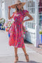 Southern Belle Flutter Sleeve Belted A Line Floral Dress