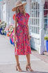 Southern Belle Flutter Sleeve Belted A Line Floral Dress